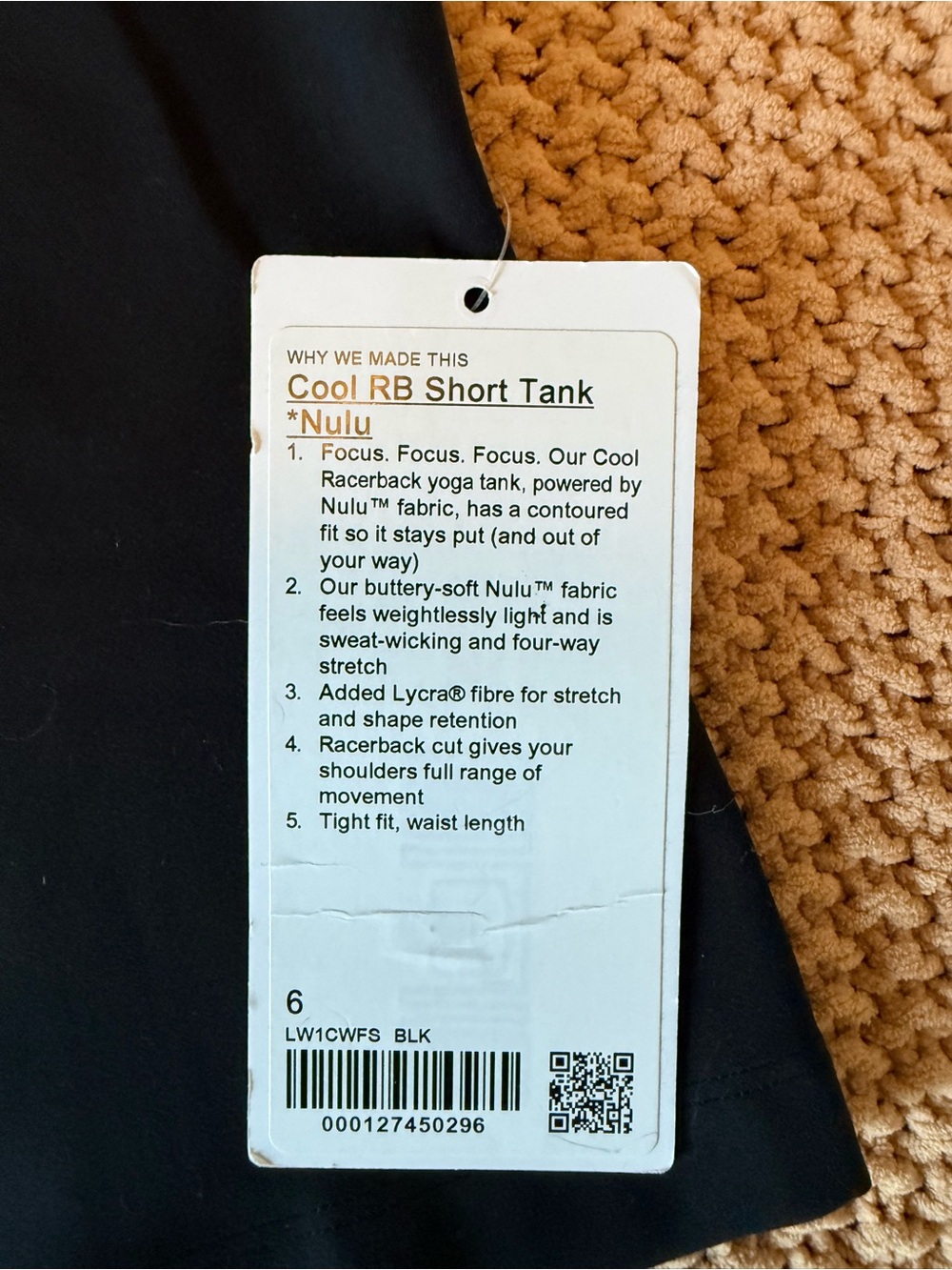 Lululemon Cool Racerback Short Tank *Nulu Black Size 6 NEW - Picture 2 of 7